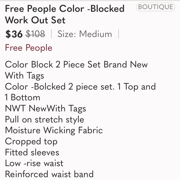 Free People Movement Color Block 2pc Set Black/Grey NWT - Picture 7 of 7